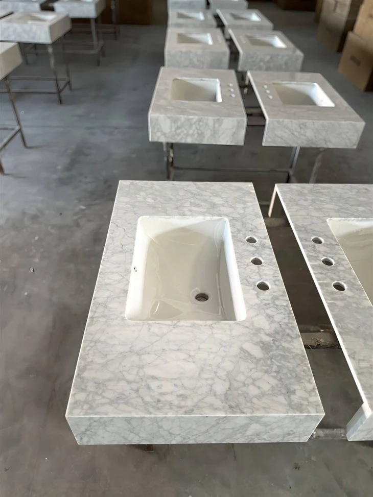 Carrara White Bathroom Sink Tops