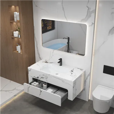 한 서랍 소결 돌 욕실 세면대와 흰색